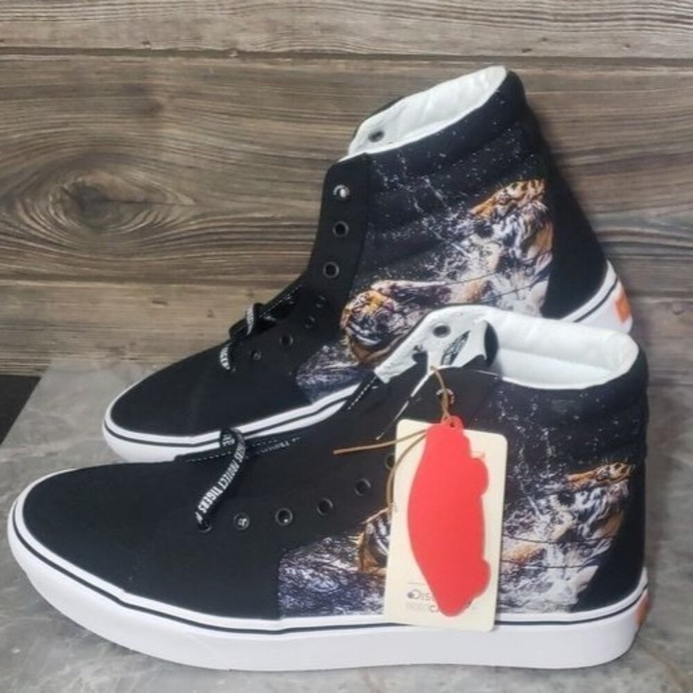 New‎ Vans Comfycush SK8-Hi Discovery Tigers Project Black High Top Sneakers